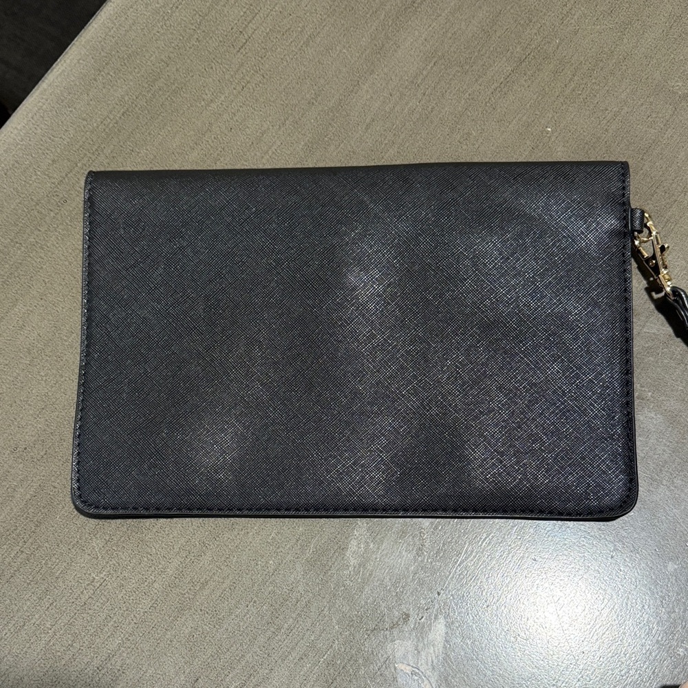 Classic Black Wristlet Clutch with Gold Accent - Picture 2 of 5